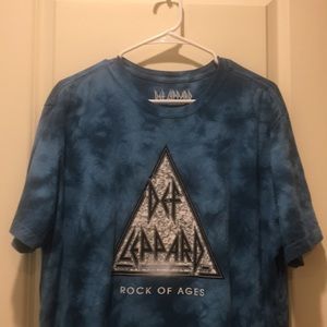 Like New! DEF LEPPARD mens Tie Dye Tee Shirt short sleeves size XXL blue